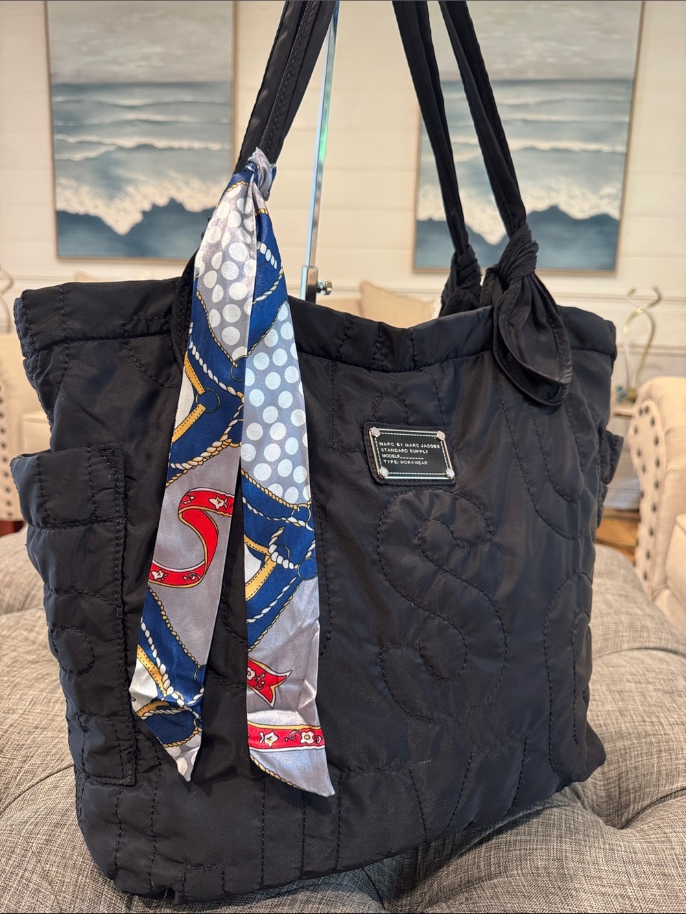 Marc Jacobs Bag Large Standard Supply Logo Stitched Black Weekender Travel Tote - Picture 3 of 17